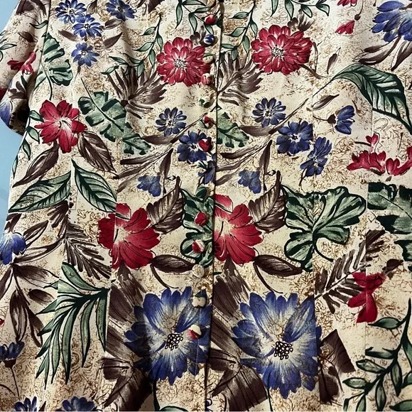 Vintage Maggy London 100% Silk Floral Cottagecore Dress Women's 12 Academia - Picture 4 of 11